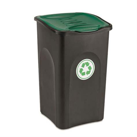 Kôš na triedený odpad, objem 50 l, nádoba čierna/veko zelené