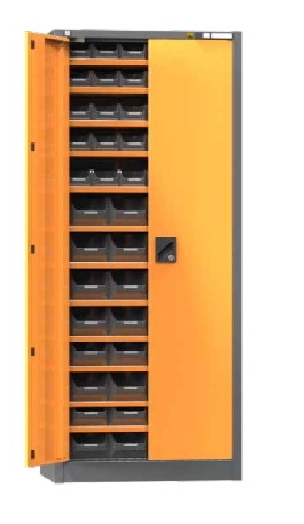 ESD zásobníková skriňa,   1950x950x400 mm, 12 políc, 62 zásobníkov, antracit RAL70/1028