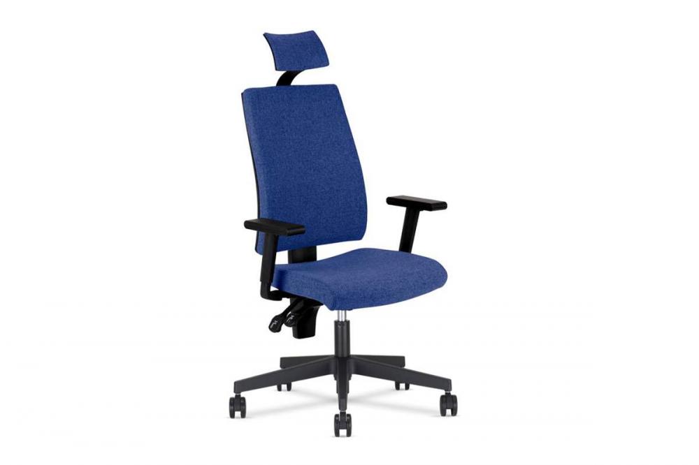 Kancelárska stolička s opierkou hlavy Lýdia, farba modrá , opierky rúk, nosn. 130kg
