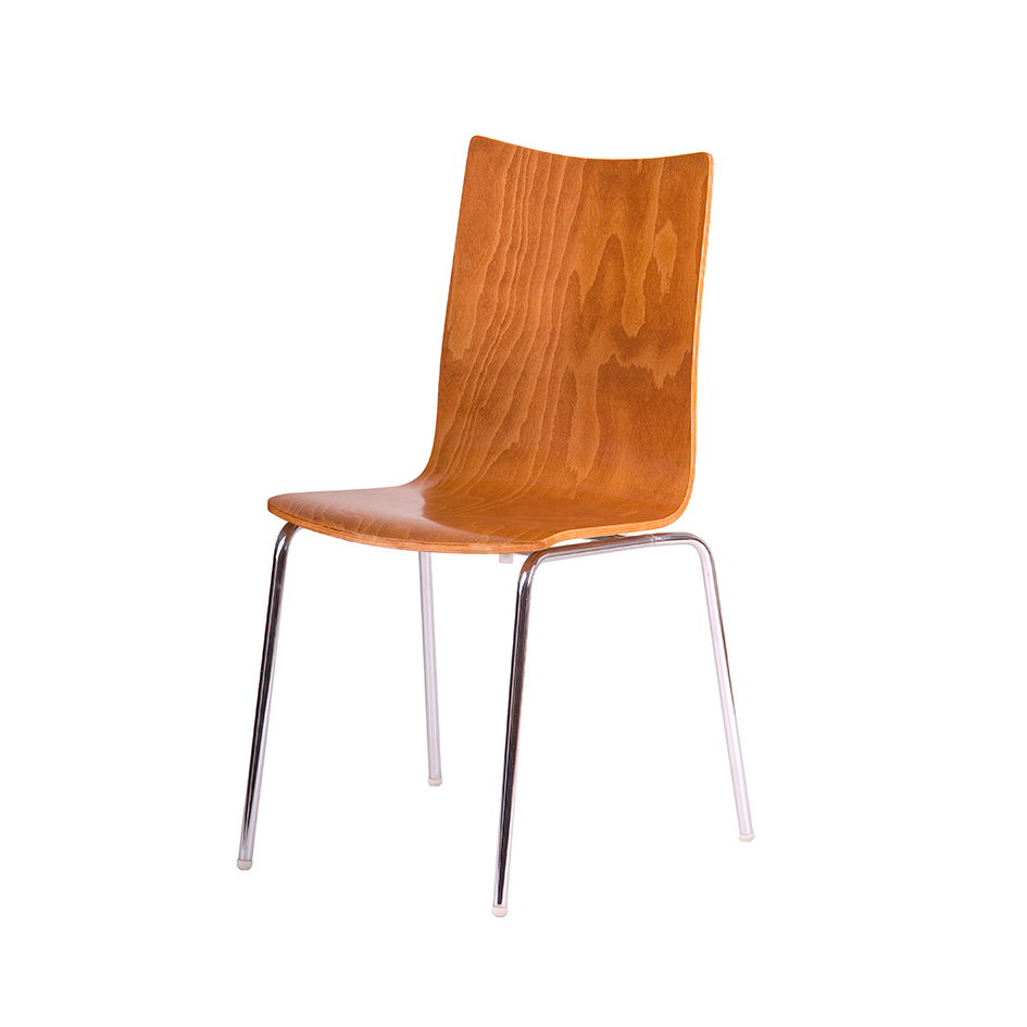 Stolička drevená RITA  farba čerešňa, chrom 