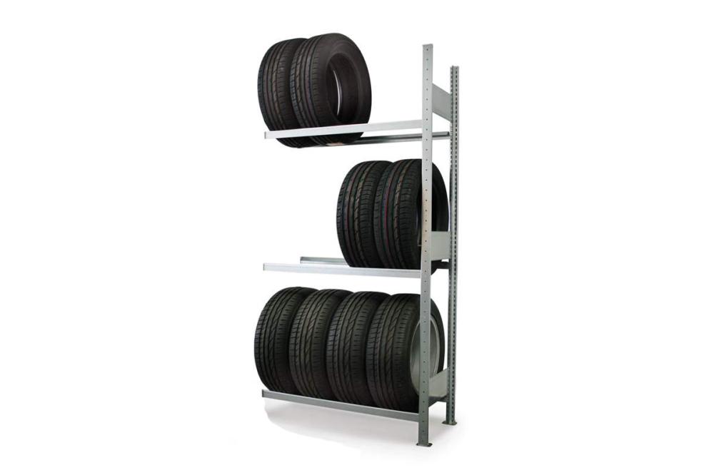 Regál na pneumatiky, 3 úrovne, rozmery 2000 x 1300 x 400 mm, nosnosť na poschodie 150 kg, 