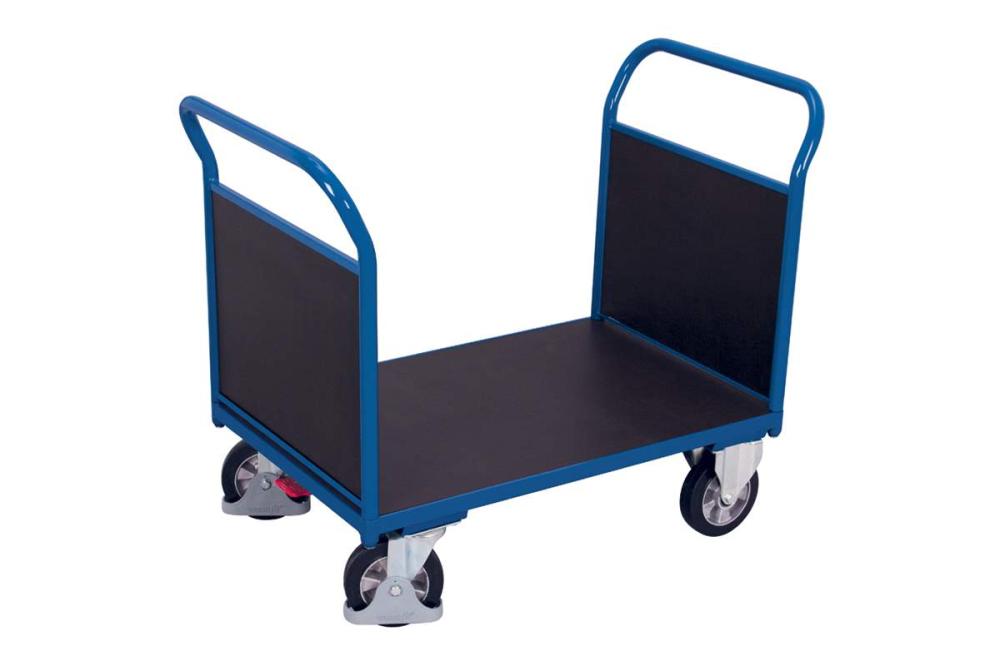 Plošinový vozík s dvoma  madlami s plnou výplňou, 2000 x 800 mm, nosnosť 1000 kg