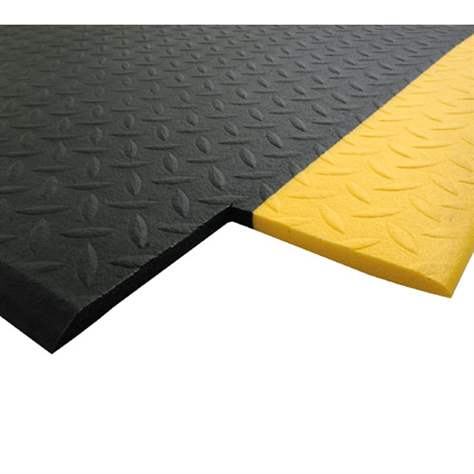 Priemyselná podlahová rohož , metráž 0,9 x bm, čierna so žltými okrajmi, s ryhovaným pov.