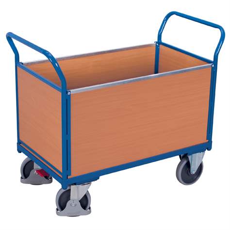 Plošinový vozík  so štyrmi bočnými stenami s plnou výplňou, 1000 x 700 mm, nosnosť 500 kg