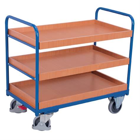Nízky etážový vozík - tri vane, 1000 x 700 mm, nosnosť 250 kg