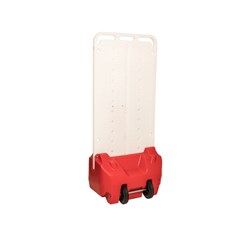 Bezpečnostný plastový stojan s boxom - biely panel, červený box