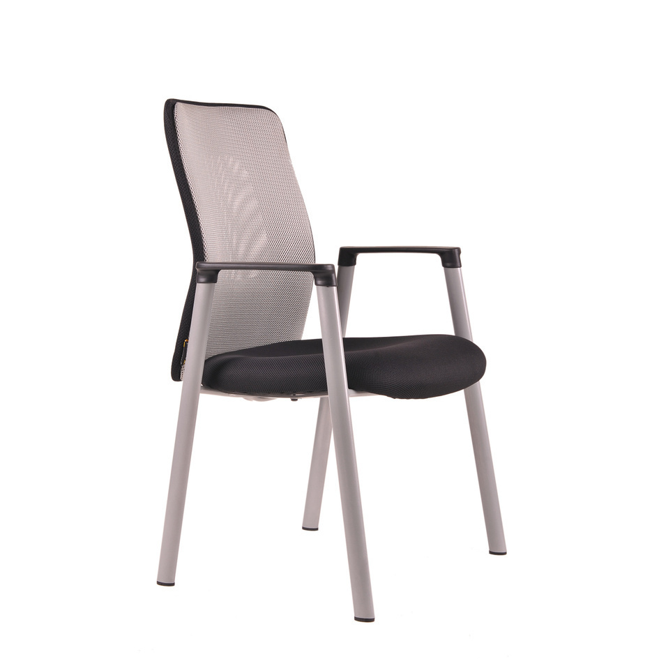 Konferenčná stolička s opierkami rúk CALYPSO MEETING, nosnosť 130 kg, farba šedá