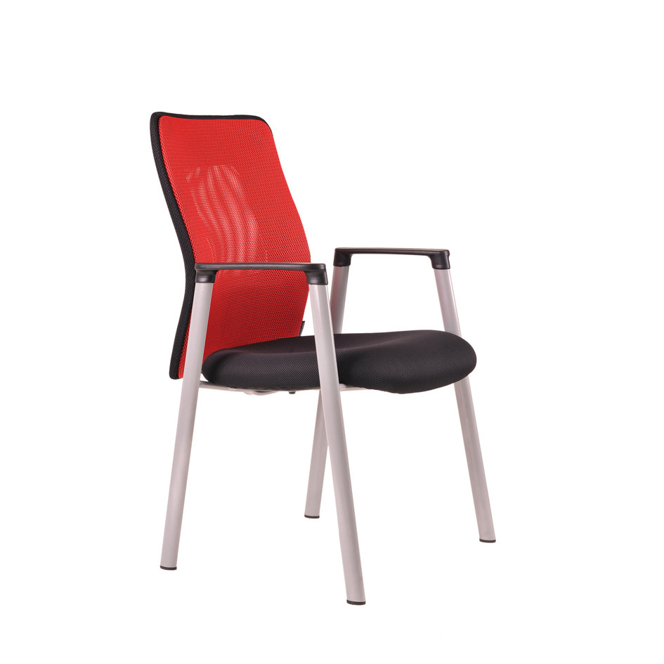 Konferenčná stolička s opierkami rúk CALYPSO MEETING, nosnosť 130 kg, farba červená
