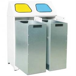 Sprava 2 ndob na triedenie odpadu, klapka lt+modr (plasty+papier), objem 2x80l