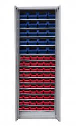 Skrinka  na zásobníkové boxy 1950x710x300 mm, 60ks červené , 20ks modré