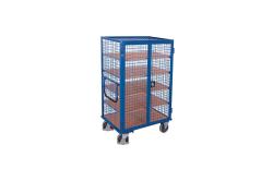 Skri�ov� voz�k s dverami a policami, sie�ovan� steny, p� pol�c, 1245 x 785 mm,