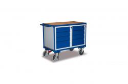 Dielenský vozík, bočné madlo, pracovná plocha 1000 x 600 mm, nosnosť 500 kg, 8 zásuviek