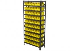 Reg�l s plastov�mi z�sobn�kmi, 60ks z�sobn�kov, 1660x760x300mm