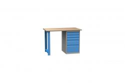 Dielenský stôl montovaný, 1200x700x827mm, ,1x skrinka, farba modrá