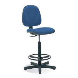 Priemyselná vysoká stolička  s oporným kruhom - modrá látka, na klzákoch, Nosnosť 130kg