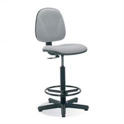 Priemyselná vysoká stolička  s oporným kruhom - šedá látka, na klzákoch, Nosnosť 130kg