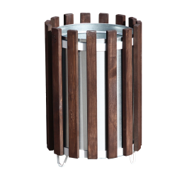 Vonkaj k s drevenmi latkami,okrhly, objem 45 l, vka 590 mm, farba palisander