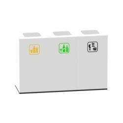 Odpadkov k zostava 3 dielny, 750x940x320mm, farba biela, objem 3x70l
