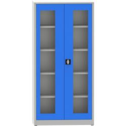 Dielensk� skri�a  1950x1200x600mm, plexi dvere, 4 police , �edo/modr�