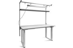 Pracovn stl elektricky nastaviten vka, s hornou policou a LED, rka 1500x900mm