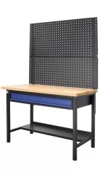 Zostava prac. stl perfo + 1zsuvka, 1190x680x1920mm xhxv, ierna/modr
