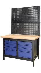Zostava prac. stl perfo , 2 x zsuvky  1190x680x1920mm xhxv, ierna/modr
