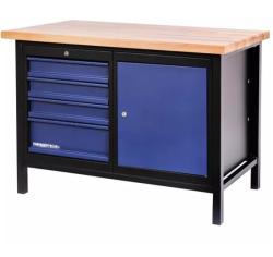 Pracovn stl, 1190x650x850mm xhxv, 1x skrinka, 3xzsuvka, farba ierno/modr