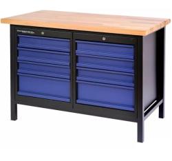 Pracovn stl, 1190x650x850mm xhxv, 2x 3x zsuvka, farba ierno/modr