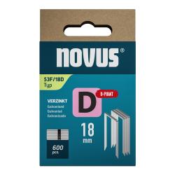 Novus tenk�, ploch� dr�ten� sponky typ D, 53 F/18 mm/ D-Point, 600 ks, skosen� hrot