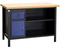 Pracovn stl, 1190x650x850mm xhxv, 1x odpadkov k, polika, farba ierno/modr