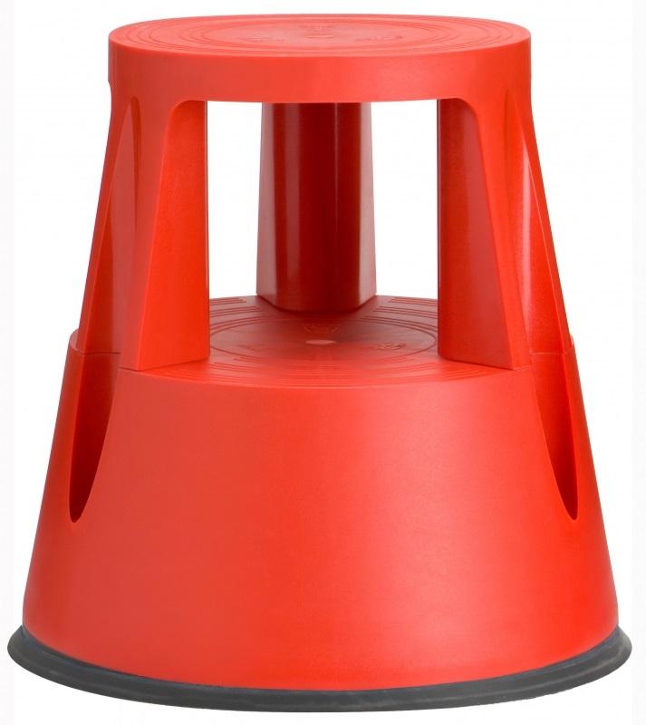 Pojazdná stolička z plastu bezpečného proti prasknutiu, nosnosť 150kg,výška 410mm,červená 