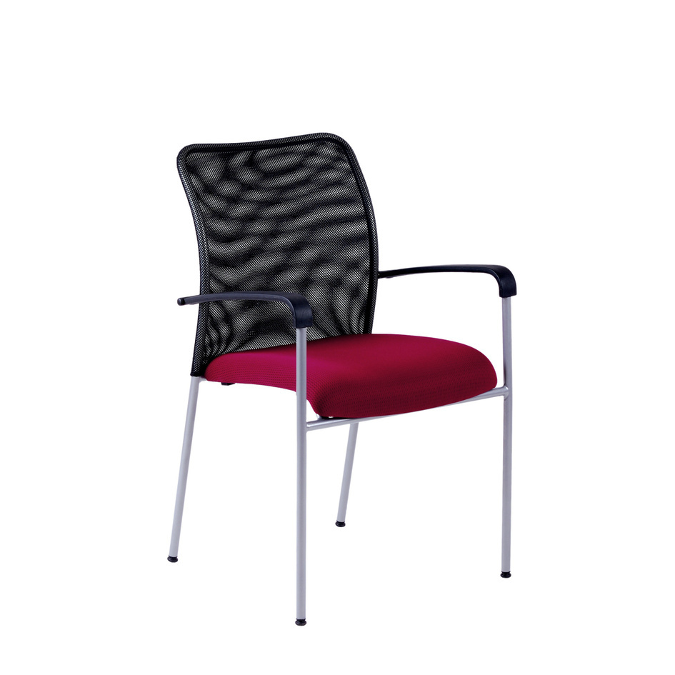 Konferenčná stolička s opierkami rúk TRITON GR, nosnosť 120 kg, farba červená